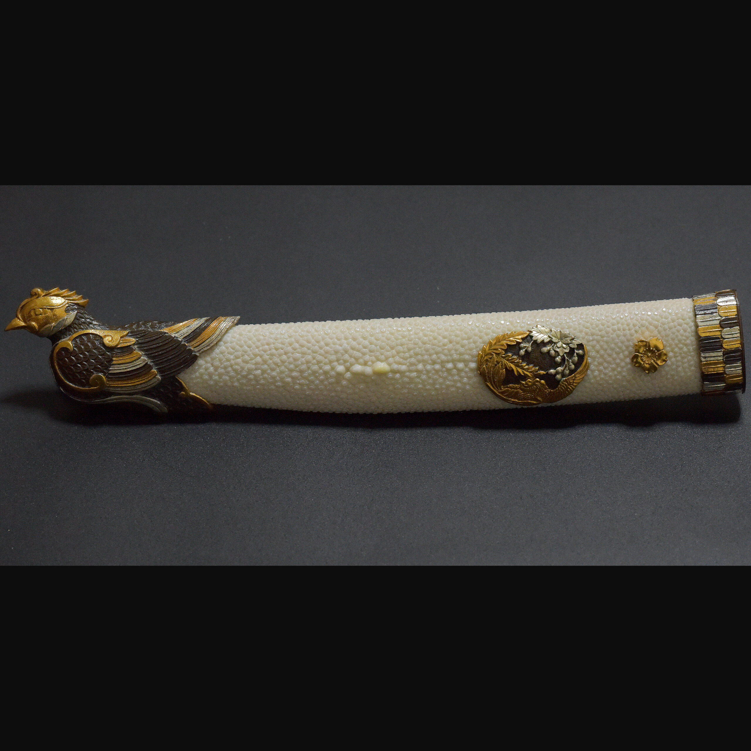 代赭紅溜鳳凰小太刀 金工刀装具 フェニックス朱雀火の鳥 刀剣 日本刀