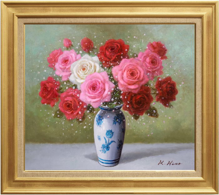 楽天市場】日野 皖 「 薔薇 」 油絵 油彩画 F10 ( 10号 ) : 内田画廊