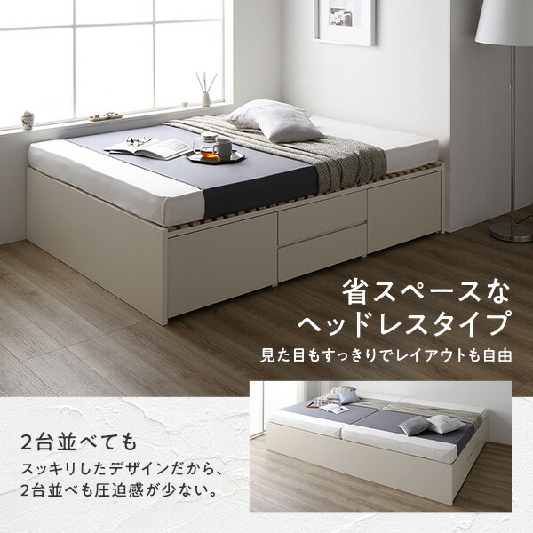 楽天市場】お客様組立 ヘッドレスベッド 収納付き シングル ベッド