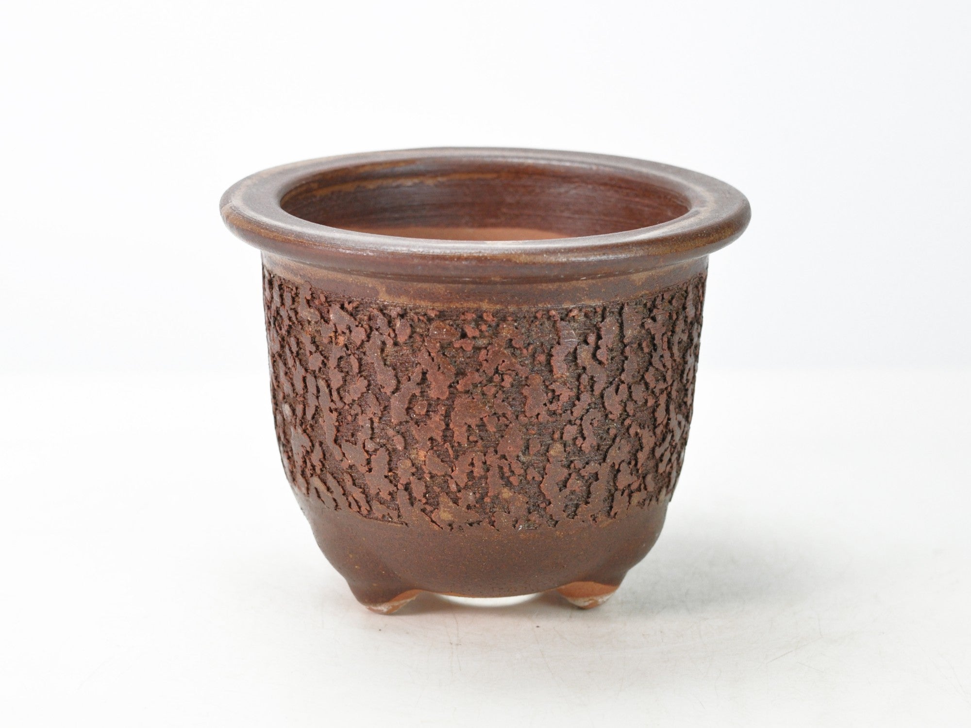 信楽焼 イラボ松皮観音竹鉢 5号 幅16cm×高さ12.5cmの販売｜盆栽妙