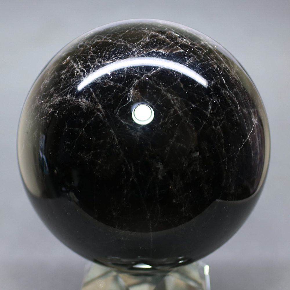 山東省産]モリオン丸玉/天然黒水晶スフィア（直径約100mm） - 埼玉県