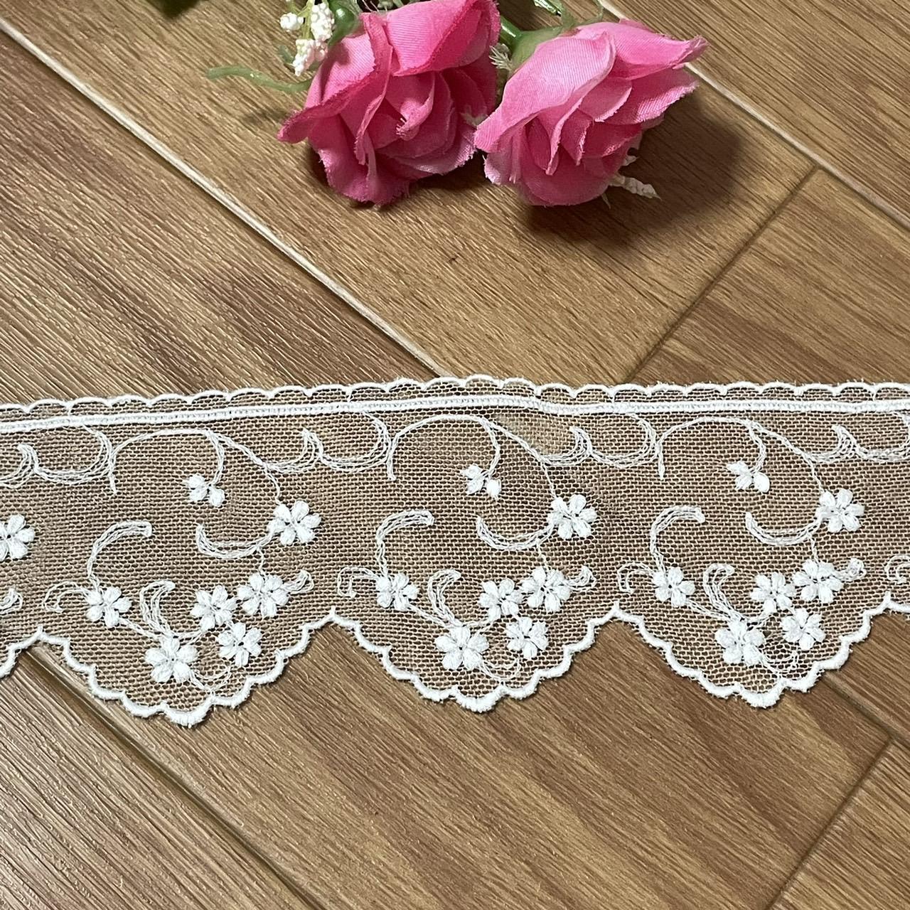 レースのお店 ななか ☆【高品質な日本製】チュールレース オフ