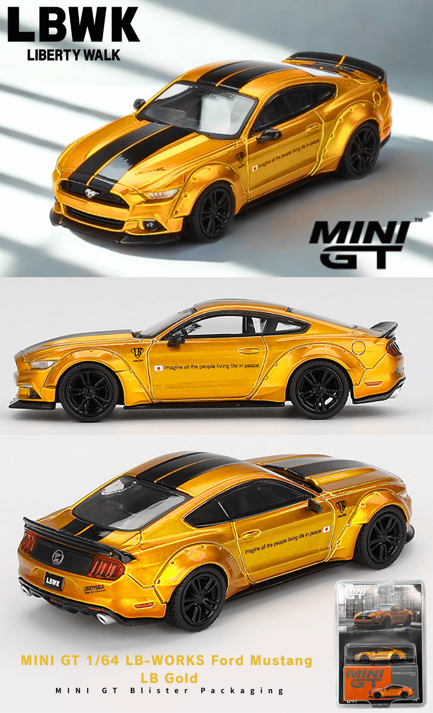 1/64スケール MINI GT「LB-WORKS フォード・マスタング」(LBゴールド
