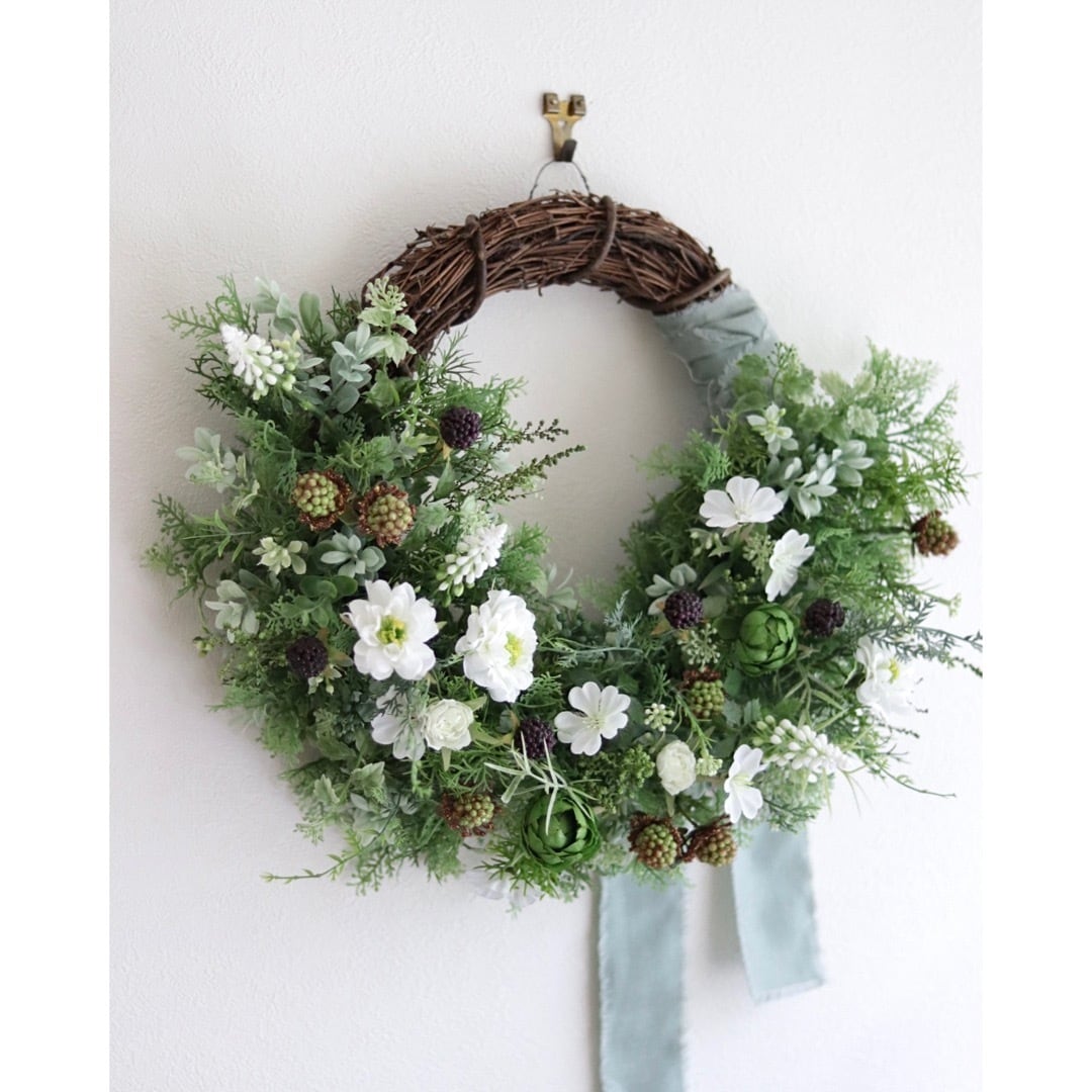 野ばらと木苺のナチュラルハーフリース（リボン） | お花のアトリエ