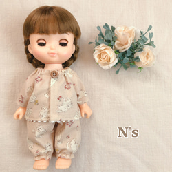 22cmドール用 いちごフラワーパジャマ リカちゃん ドール服 その他人形
