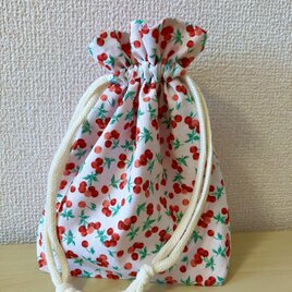 丸い巾着 小物入れ 花柄ネイビー | iichi 日々の暮らしを心地よくする