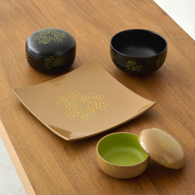 MIMOSA ボウル 黒/白 漆塗り 漆器の井助