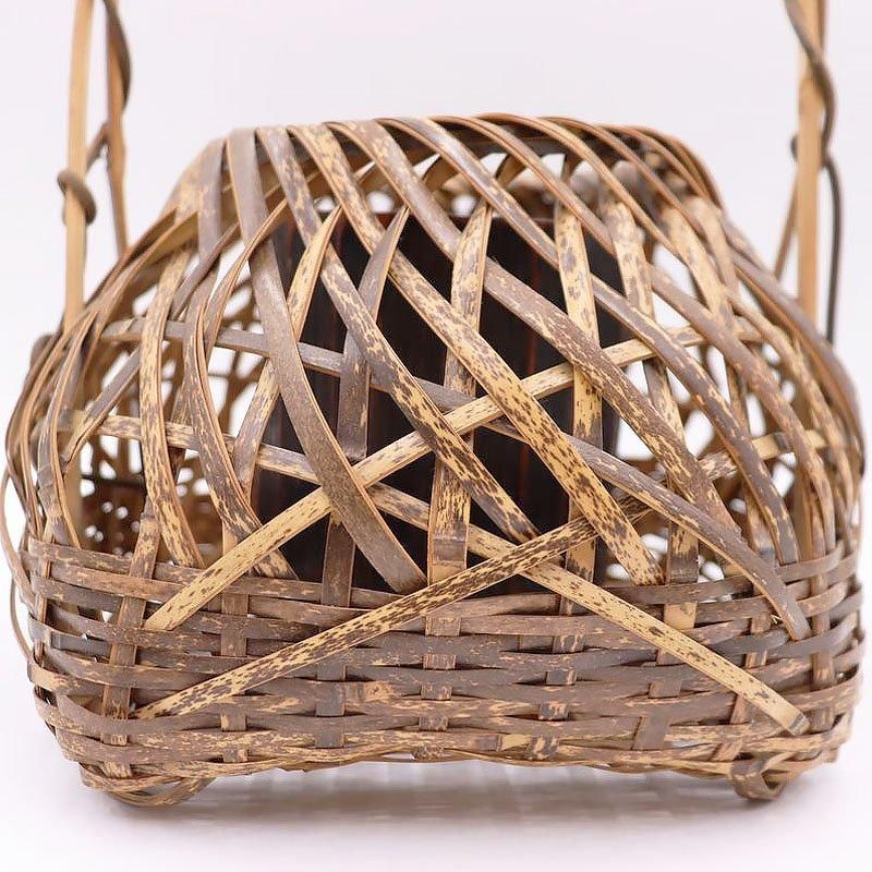 竹籠 日本製 和風 大正昭和初期 花器 幅23cm