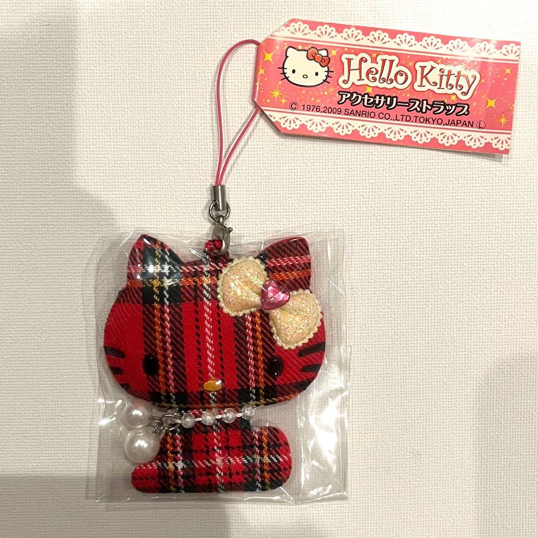 ハローキティ　チェック柄　ストラップ　レア ハローキティ チェック生地『サクランボ柄』 - 手芸の丸十 オンライン