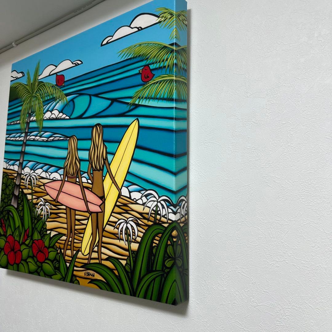 ヘザーブラウン ジクレー キャンパスプリント絵画 虹サーフィン