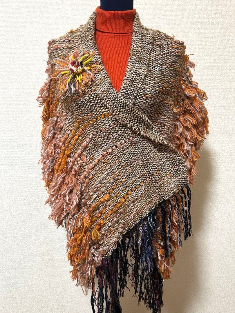 手織りショール ストール　長さ160cm 幅42cm+横フリンジ ガーゼチーフ ストール 大判 ショール| きもの館 創美苑
