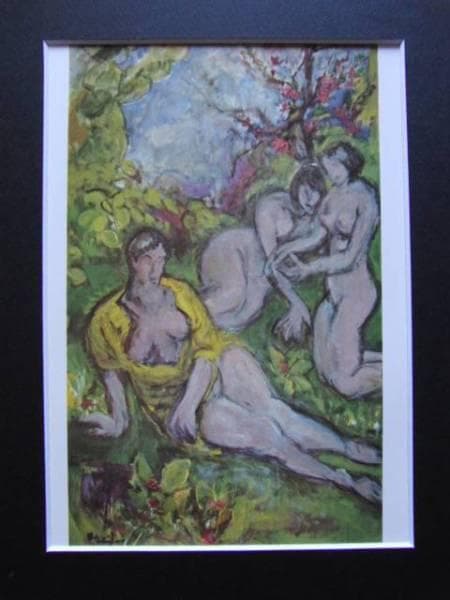 原精一、【春】、希少な額装用画集画、新品高級額 額装付、状態良好