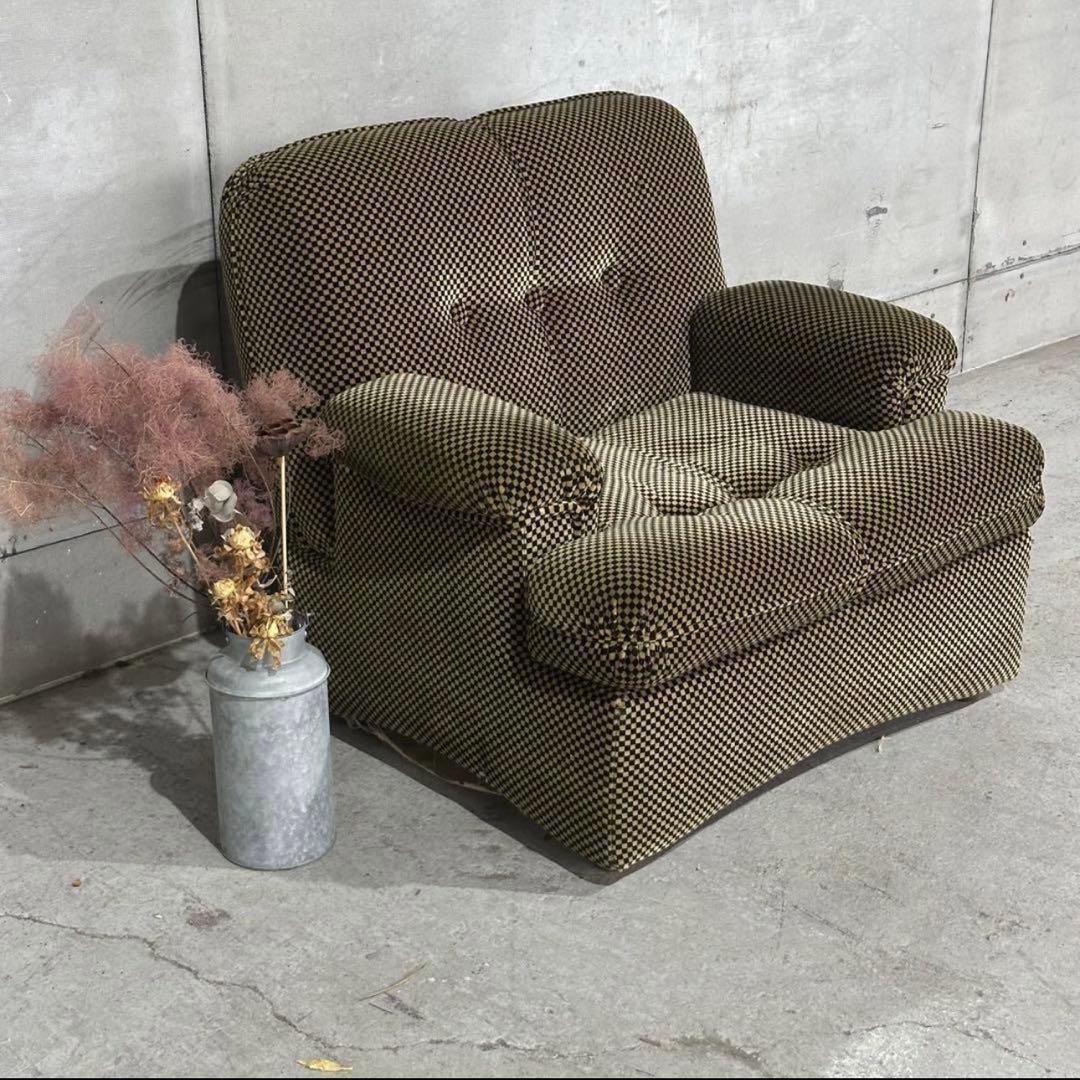 ✦70’s✦昭和レトロ 千鳥格子 1人掛ソファ｜昭和レトロ ミッドセンチュリー② ソファ 一人掛け レトロ オシャレ 椅子 千鳥格子