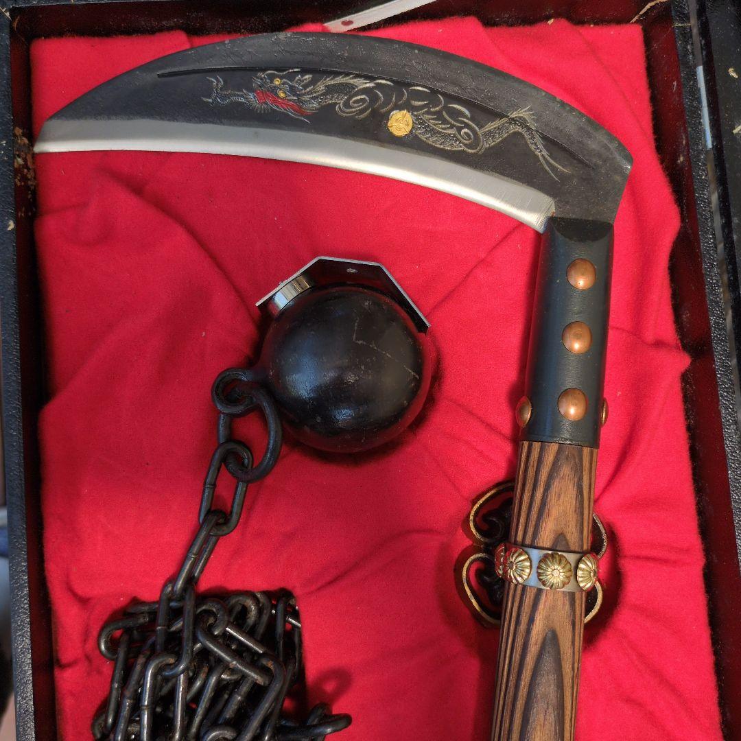 ドラゴン彫刻の鎖鎌 忍者鎖鎌