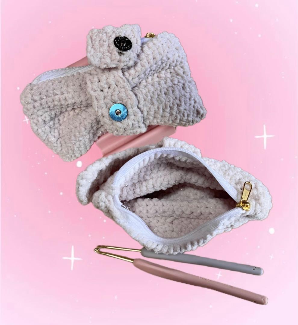 リボン ペンケース 編み物 ハンドメイド 筆箱 ポーチ プリンセスモール