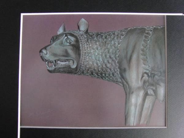 杉山寧、カピトールの牝狼、希少画集画、新品額装付、状態良好 杉山寧、【水】、新品高級額 額装付、年代物・希少画集画、状態良好