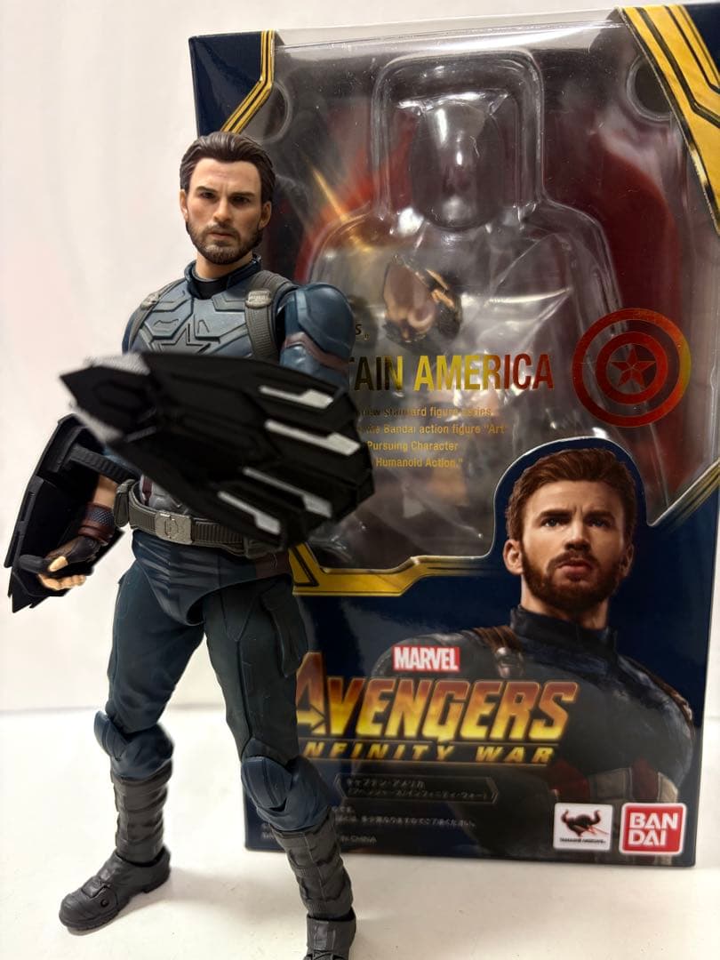 フィギュアーツ　キャプテンアメリカ　インフィニティウォー　閃回ヘッド、シールド付 Amazon.co.jp: 閃回 Studio 1/12スケール SHf キャプテン・アメリカ